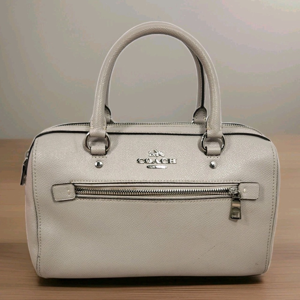 Coach Rowan Satchel Bag #79946 In Gray (no strap) Crossgrain‎ Leather Dec 2019 - Picture 2 of 16